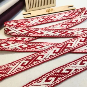 Bawełniany pas tkany czerwono-biały